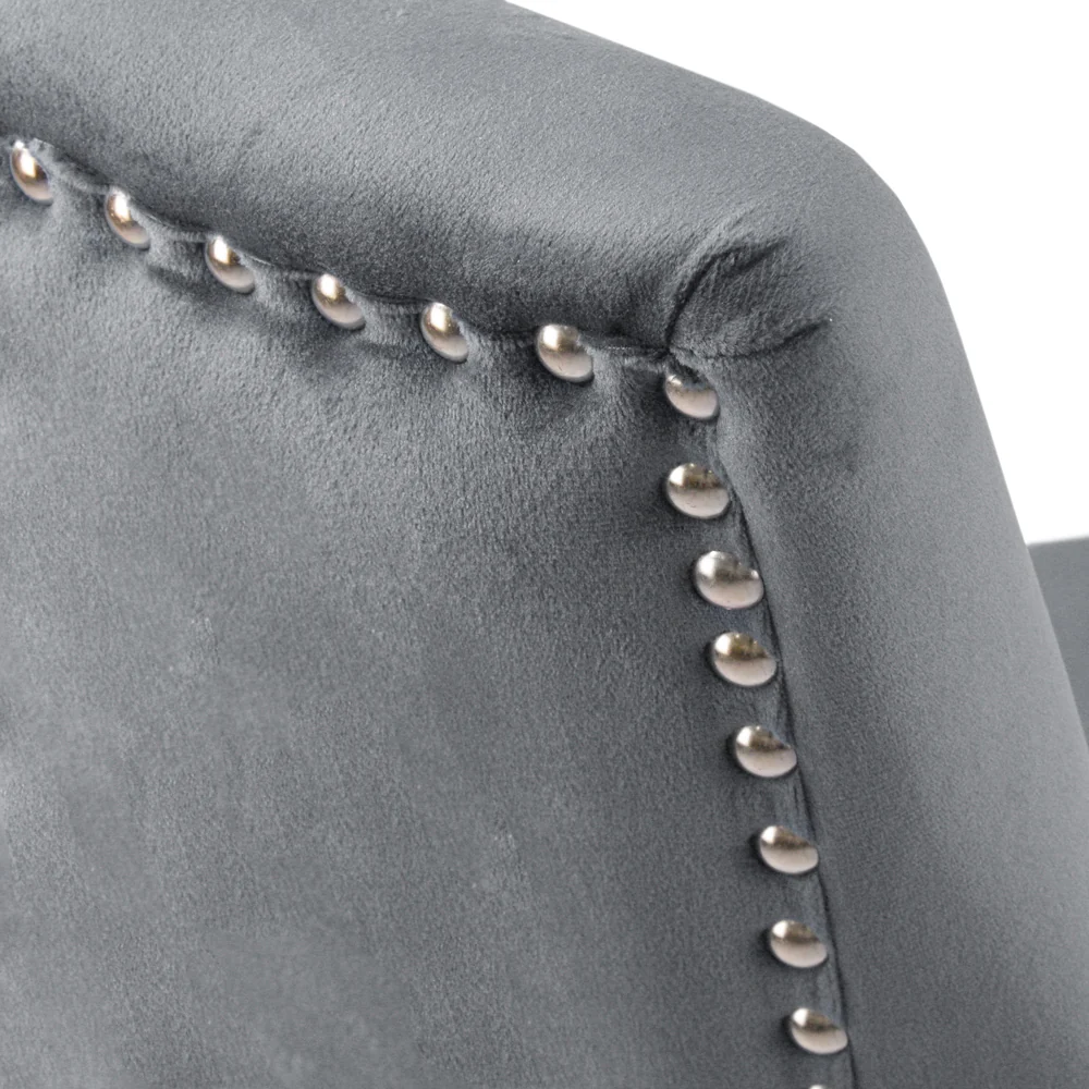 Hilton - Grey Velvet Upholstered Buttoned Dining Chair - Image 4