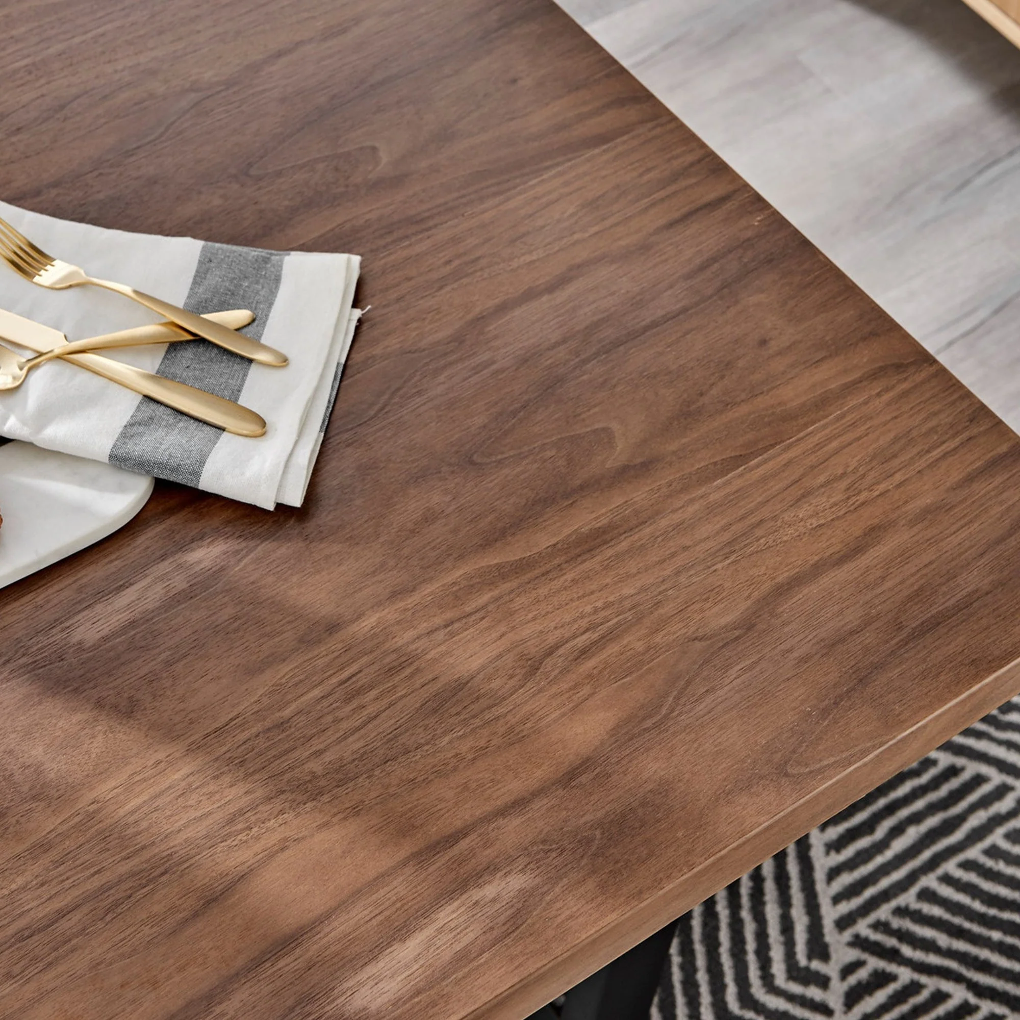 Kerry - Large Dark Oak Wood Effect Dining Table & Hilton Navy Blue Velvet Upholstered Buttoned Dining Chair - Image 5