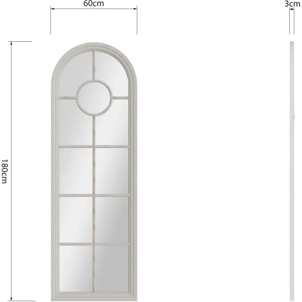 Mirror Collection - Narrow White Arched Window Mirror - Image 5