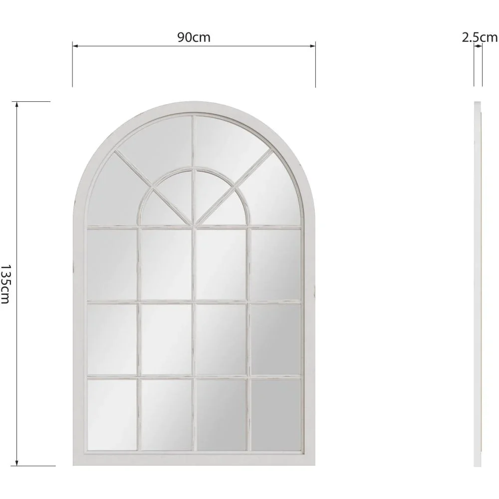 Mirror Collection - White Small Arched Window Mirror - Image 5