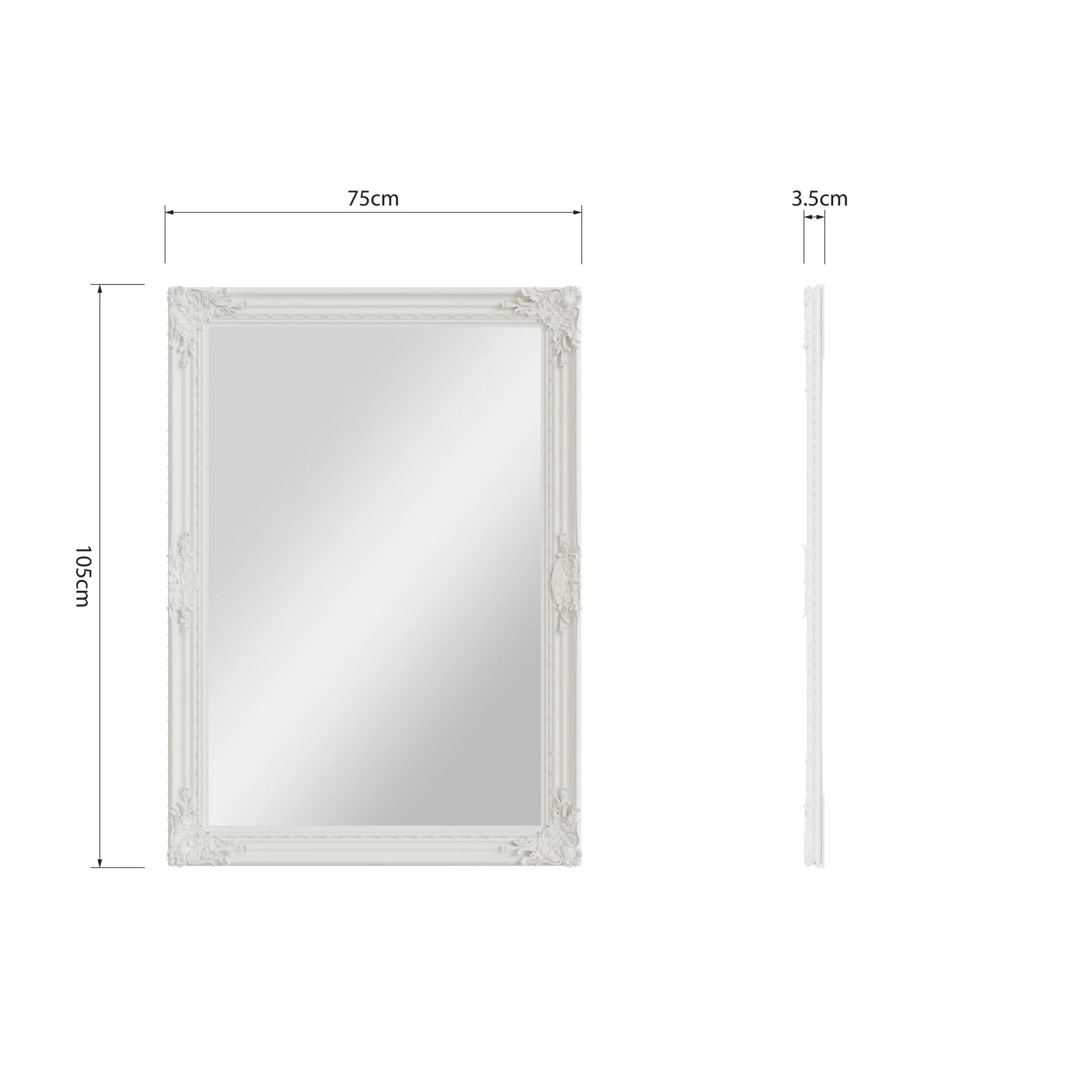 Mirror Collection - White Wooden Mirror - Image 5