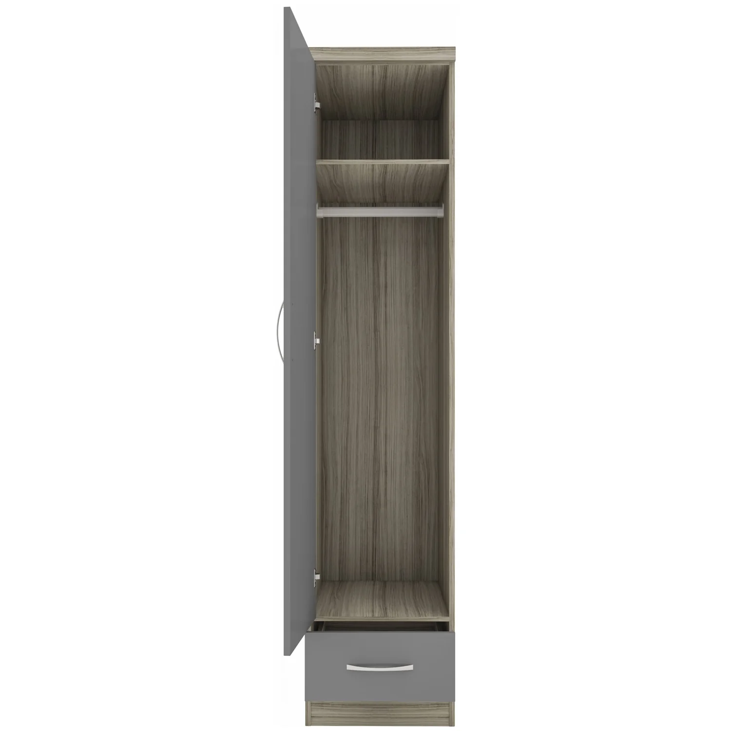 Nevada 1 Door Wardrobe Grey - Image 3