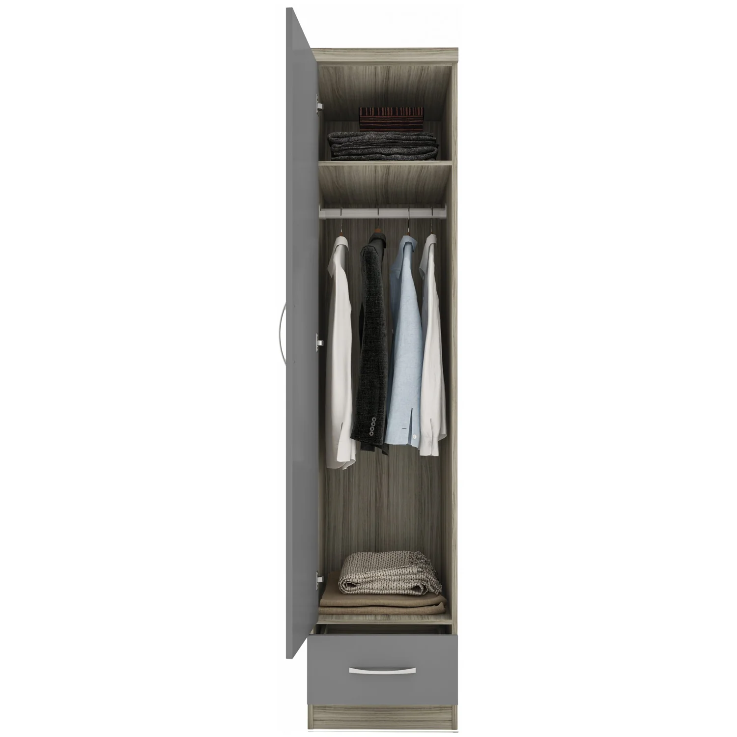 Nevada 1 Door Wardrobe Grey - Image 4