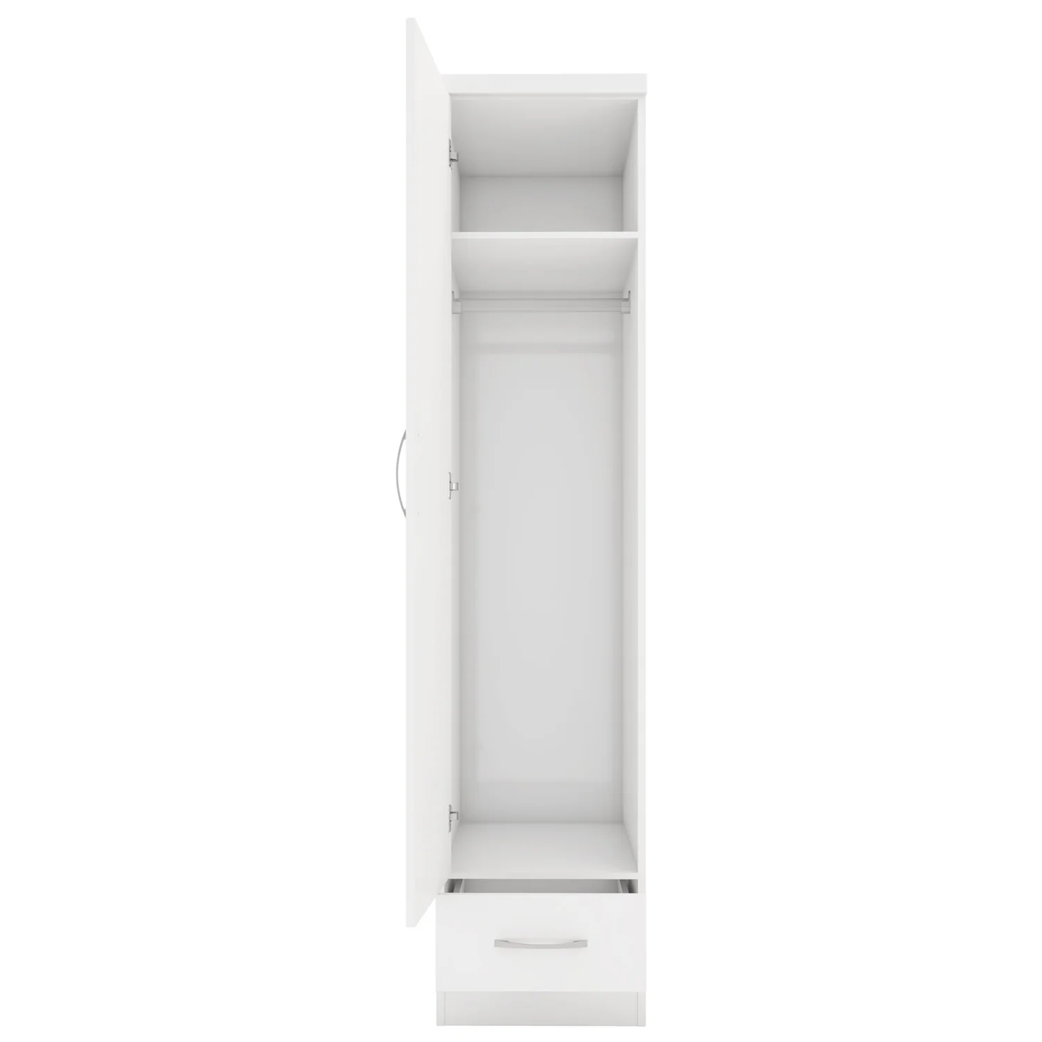 Nevada 1 Door Wardrobe White - Image 3