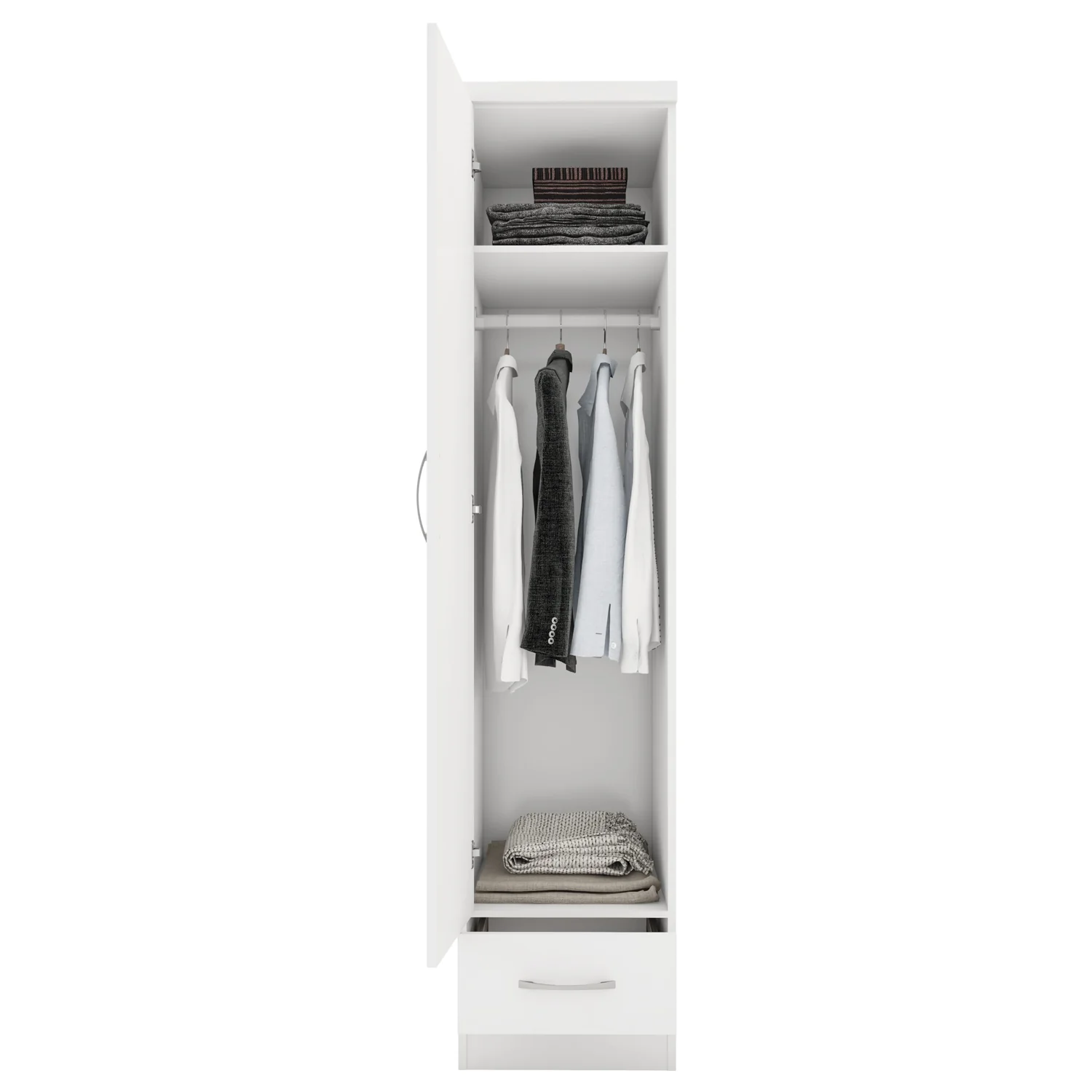 Nevada 1 Door Wardrobe White - Image 4