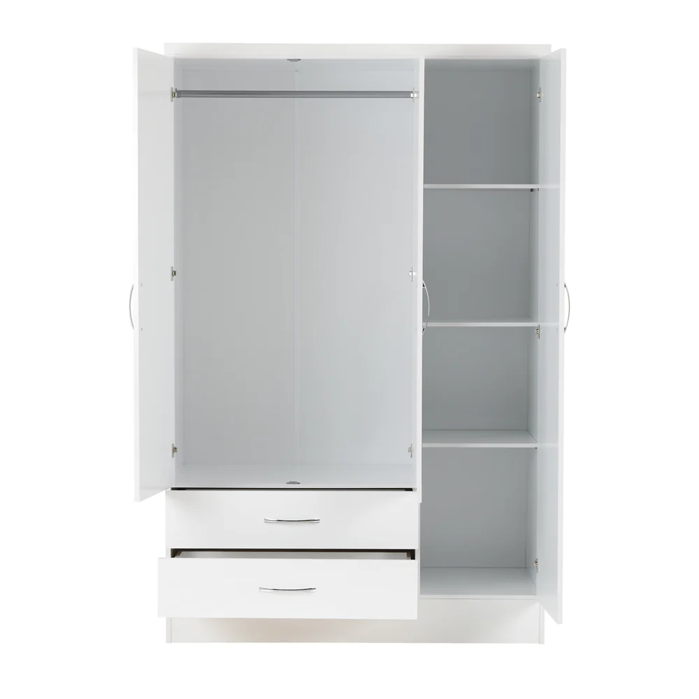 Nevada 3 Door Wardrobe White - Image 3
