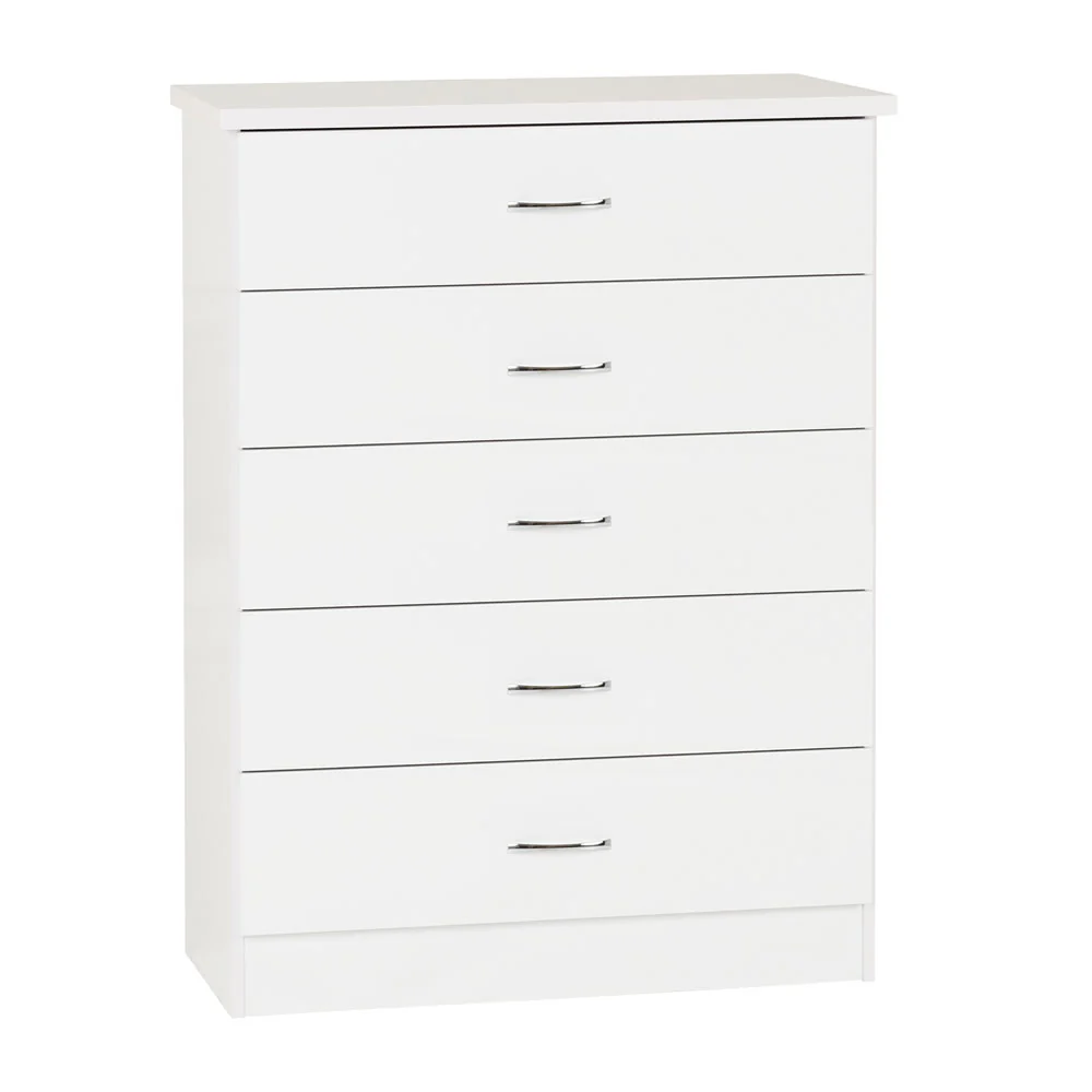 Pacific Wide 5 Drawer Chest White