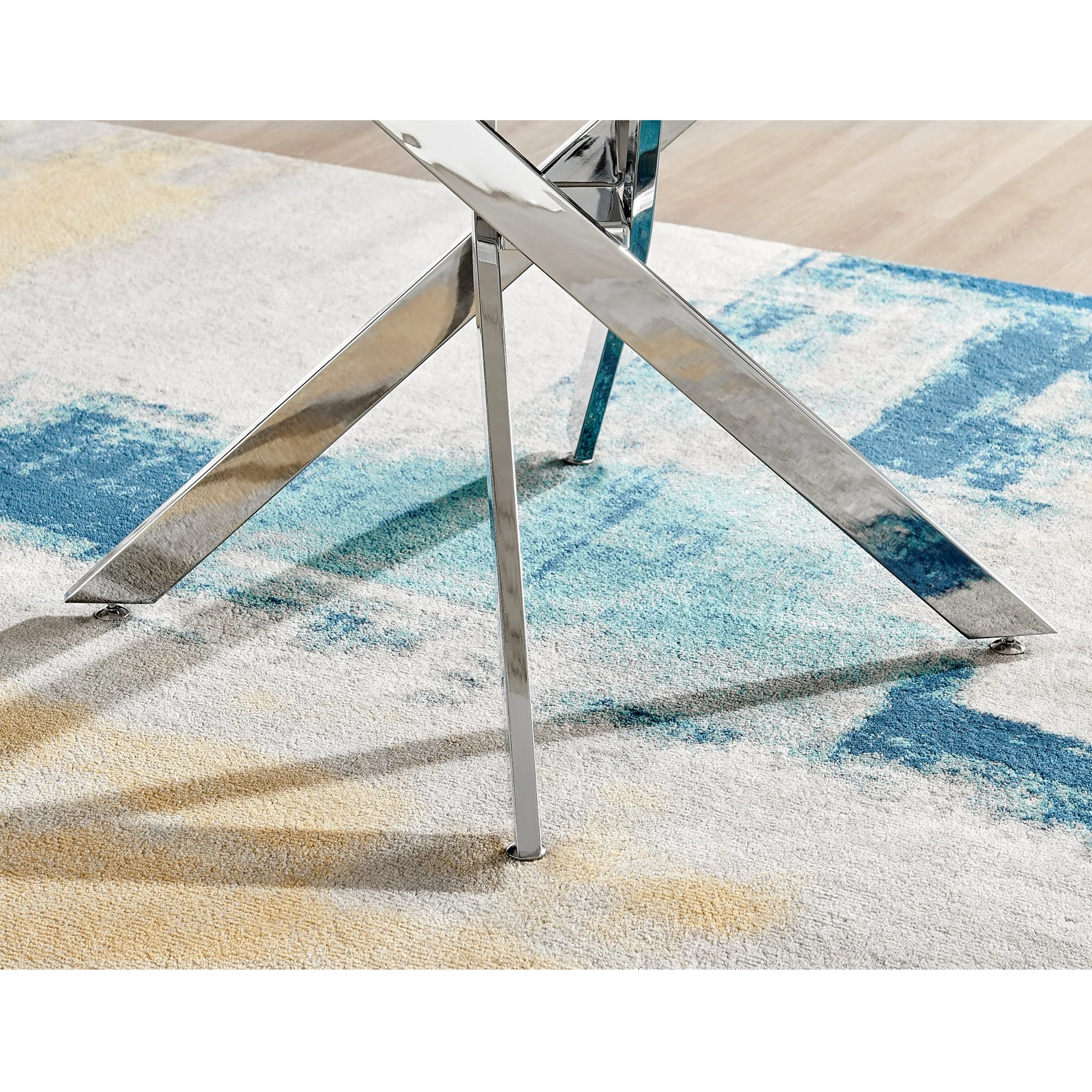 Palma - White Marble High Gloss Effect Chrome Leg Table - Image 4