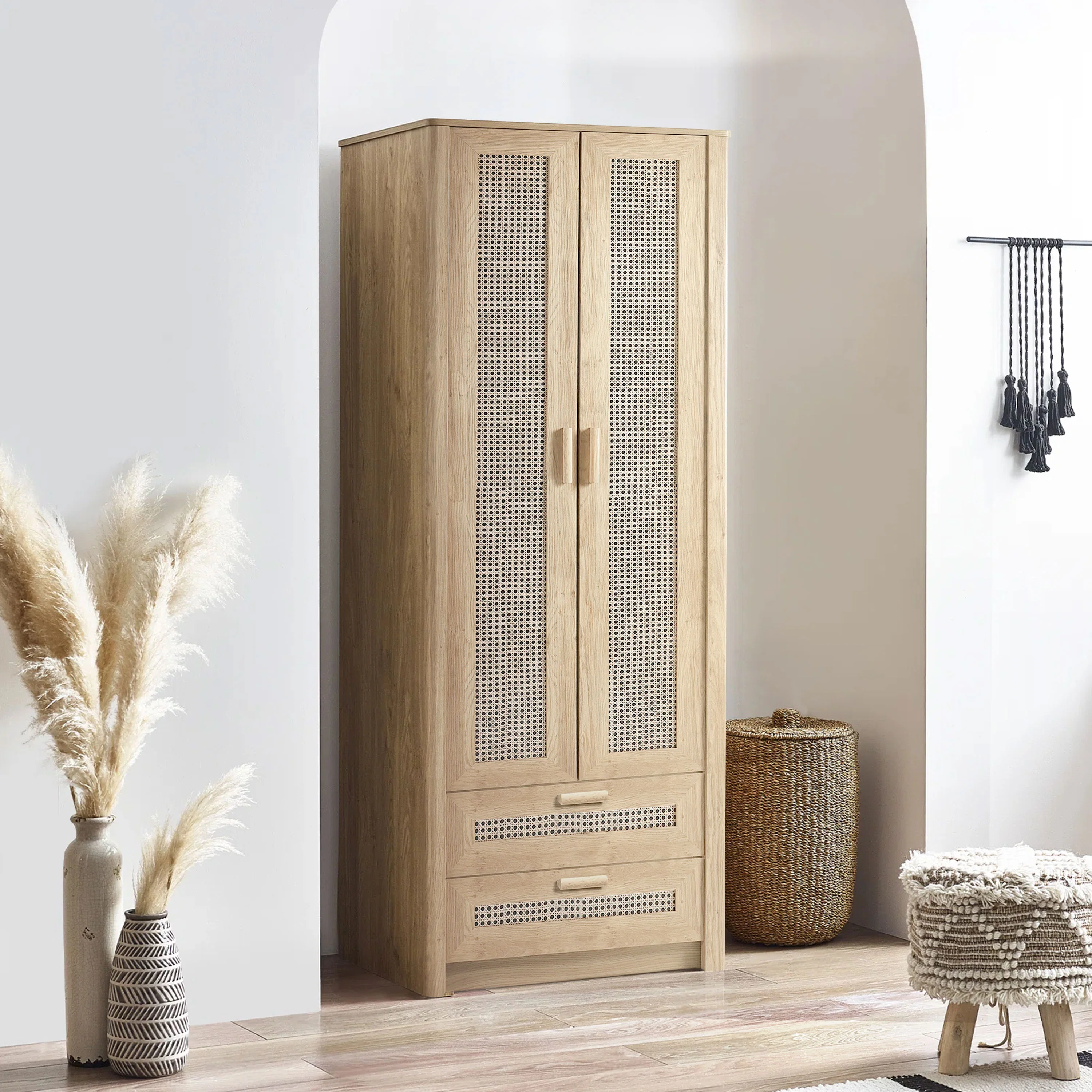 Parma - Rattan Effect 2 Door Wardrobe - Image 3