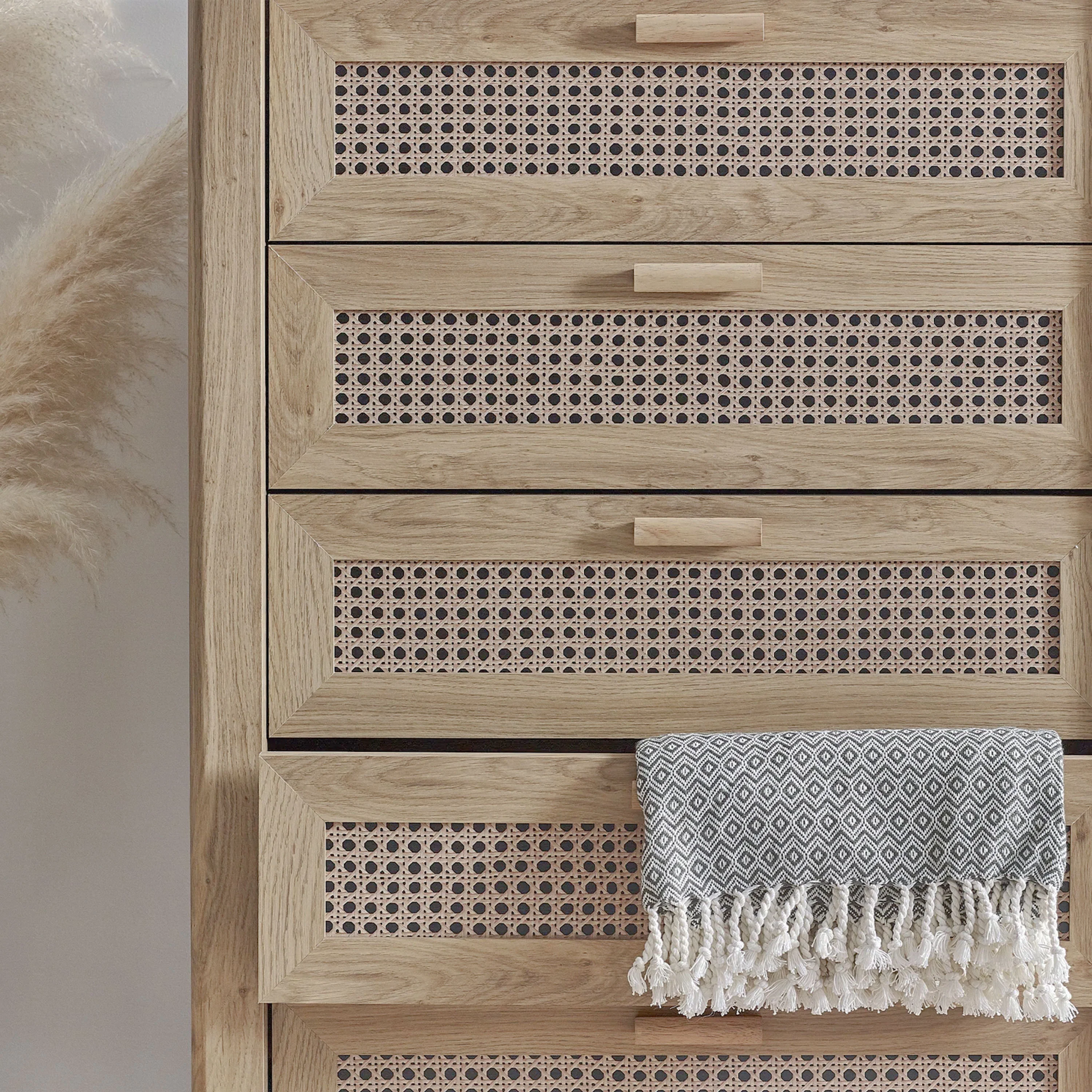 Parma - Rattan Effect 5 Drawer Chest - Image 5