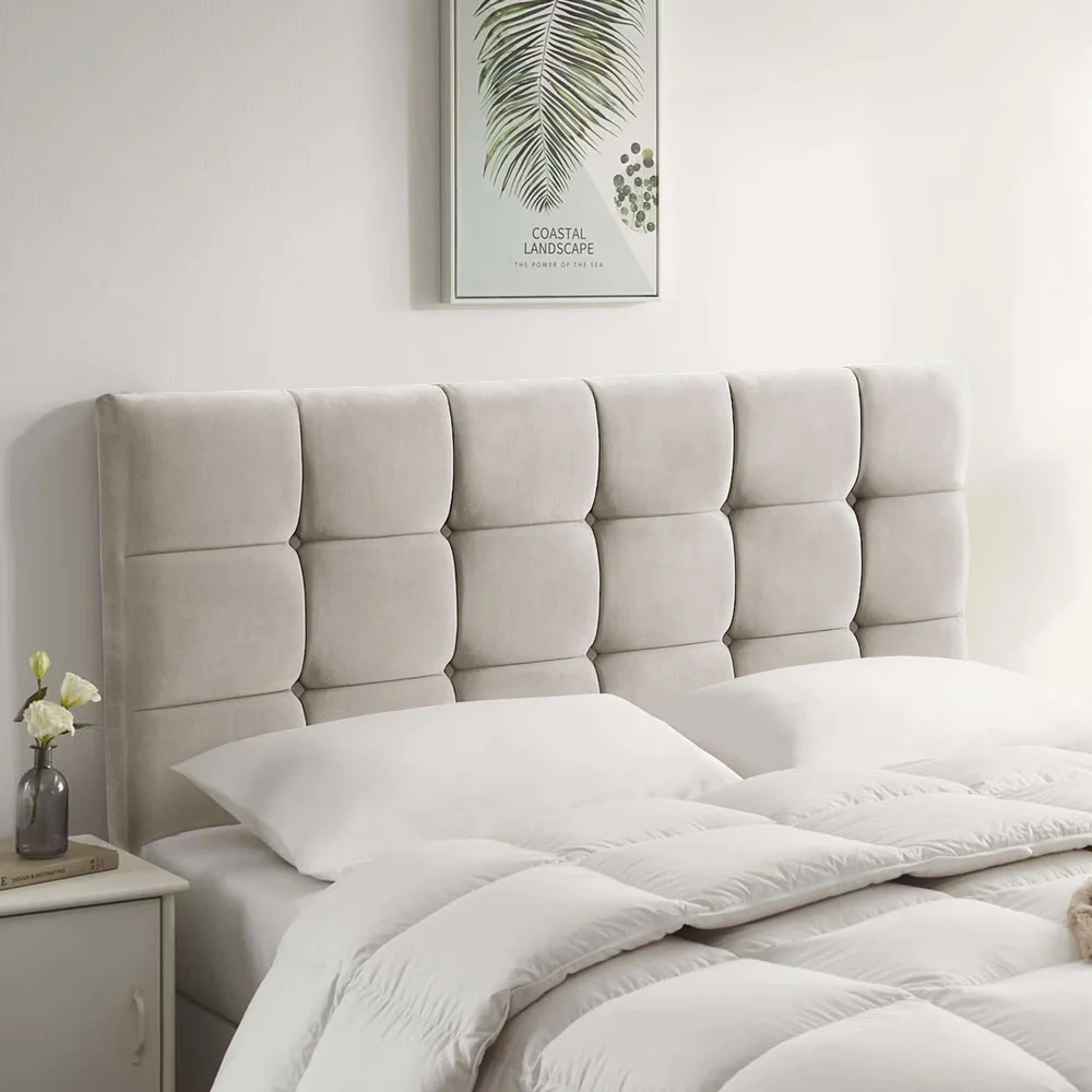 Plush Velvet - Cubed Buttoned Double Headboard (4ft6 ) - Image 12