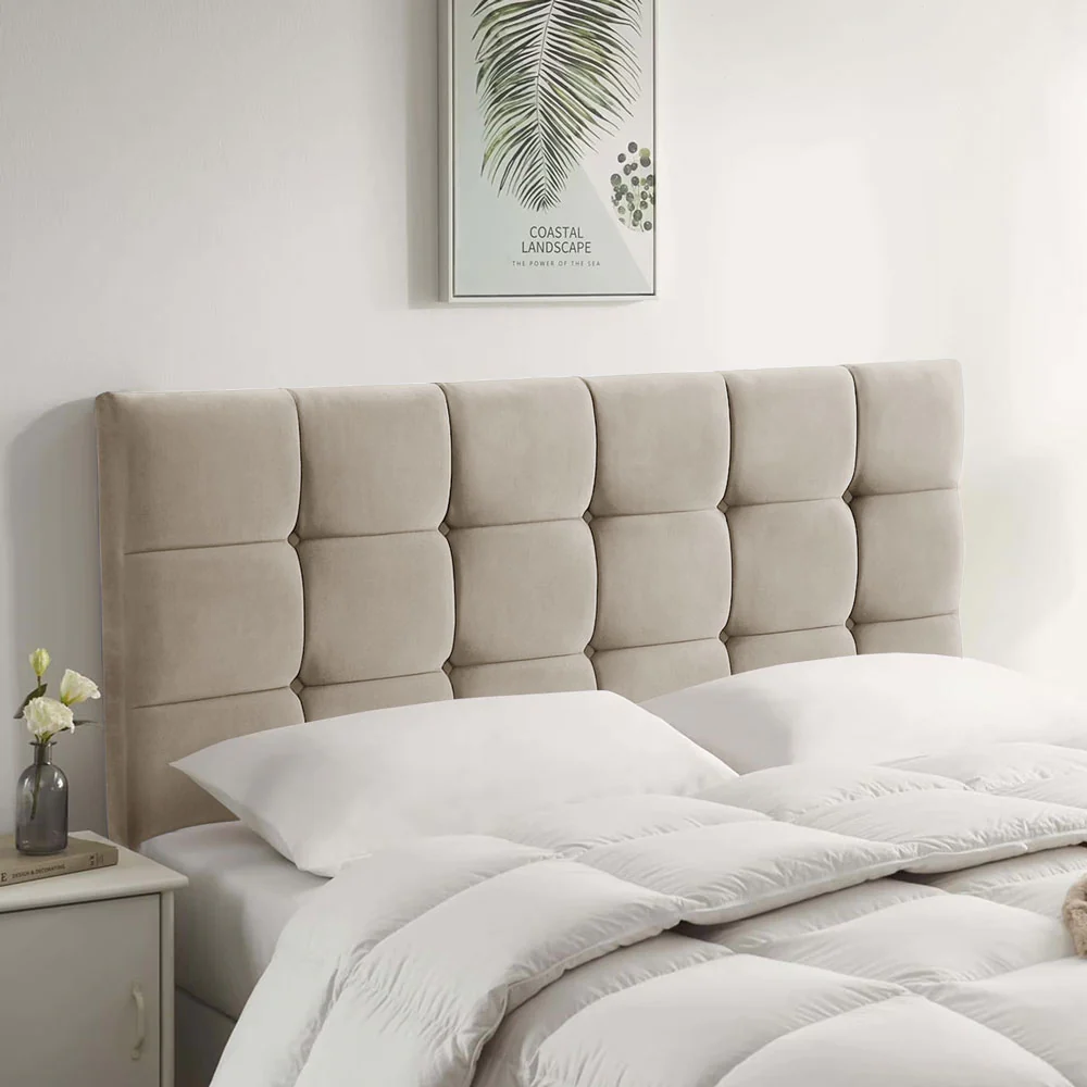 Plush Velvet - Cubed Buttoned Double Headboard (4ft6 ) - Image 15