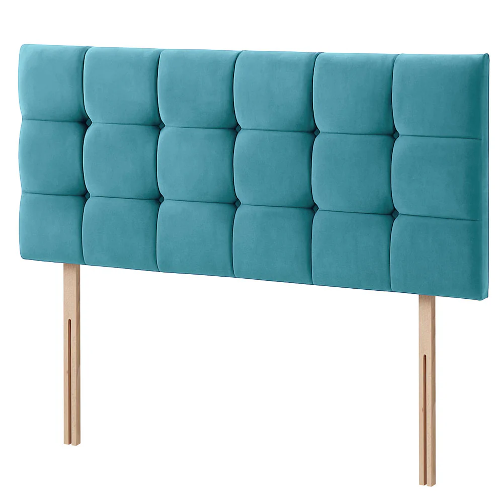 Plush Velvet - Cubed Buttoned Double Headboard (4ft6 ) - Image 16