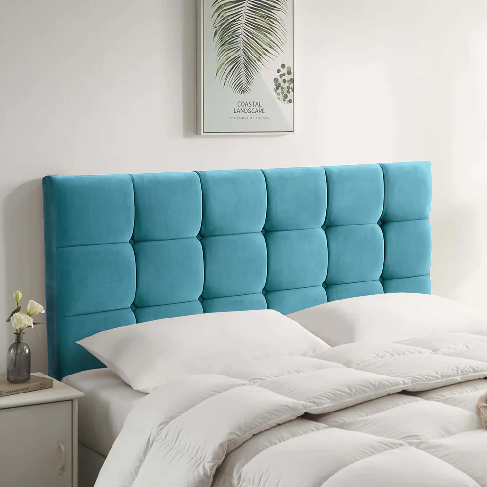 Plush Velvet - Cubed Buttoned Double Headboard (4ft6 ) - Image 18