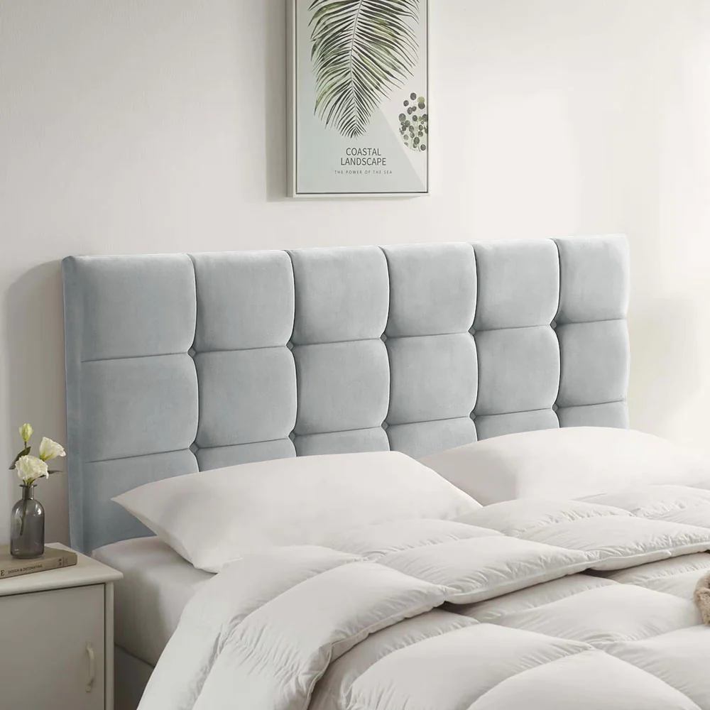 Plush Velvet - Cubed Buttoned Double Headboard (4ft6 ) - Image 3