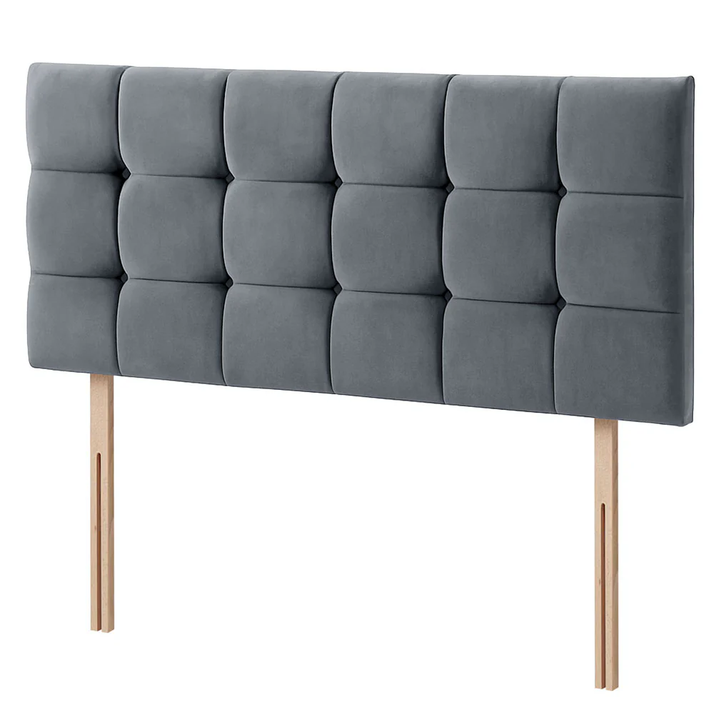 Plush Velvet - Cubed Buttoned Double Headboard (4ft6 ) - Image 4