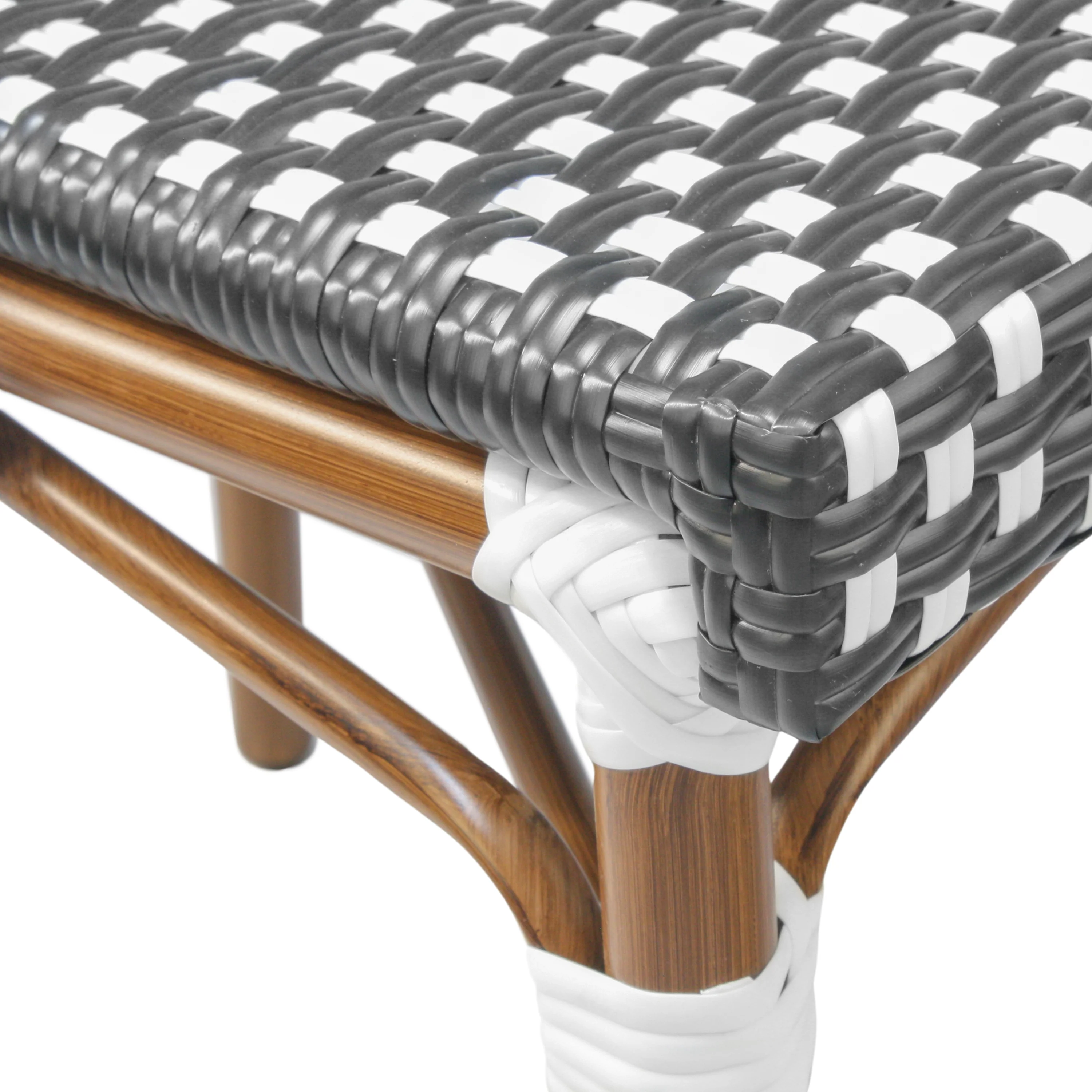 Rattan - Chequered Parisian Patio Dining Chair (Black) - Image 4