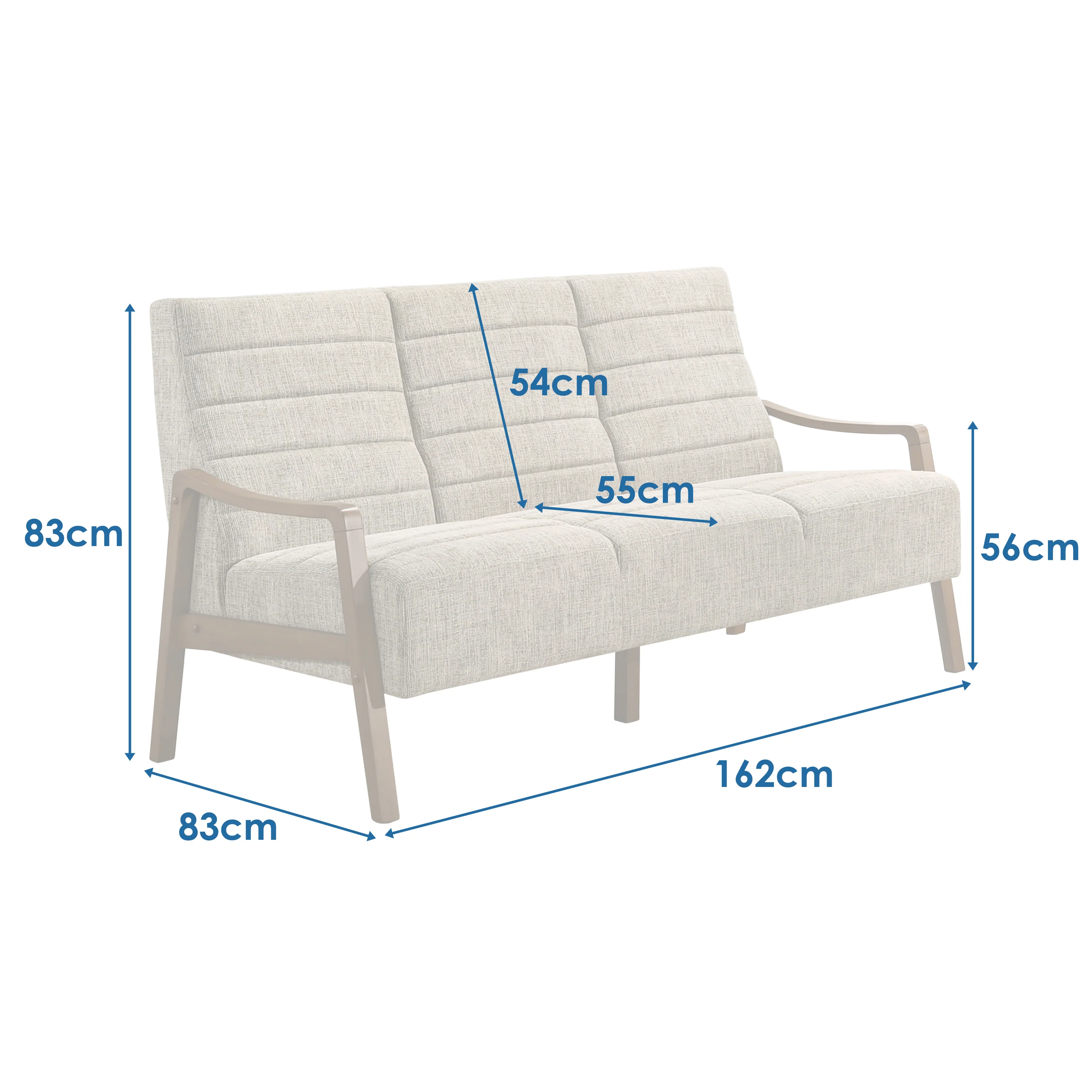 Roma - 3 Seater Beige Fabric Sofa - Image 3