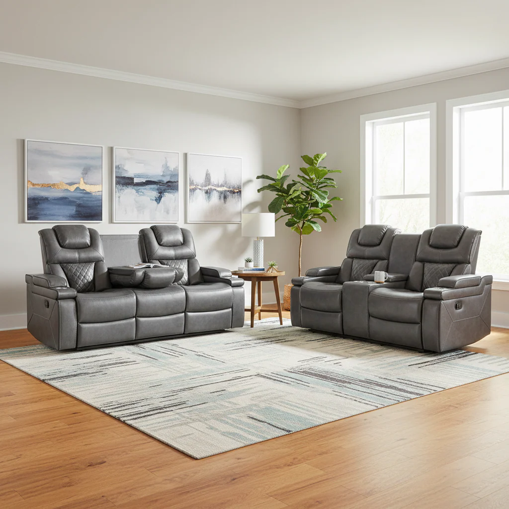 Roseline 3-2 Charcoal Reclining Suite with Console - Image 10