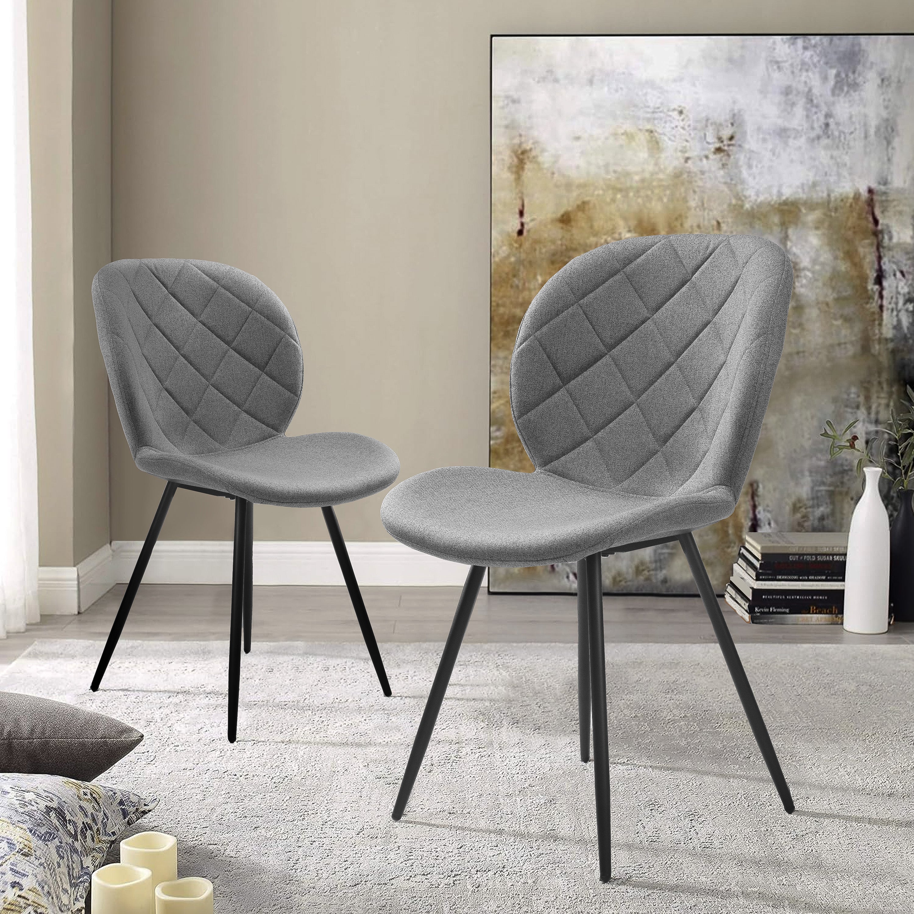 Astrid - Grey Tweed Cross Stitch Oval Back Dining Chair - Image 3