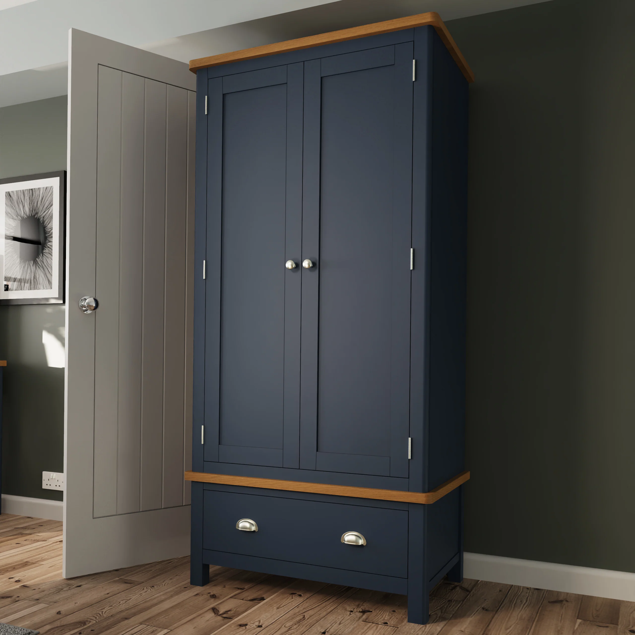 Simba 2 Door Gents Wardrobe Blue - Image 6