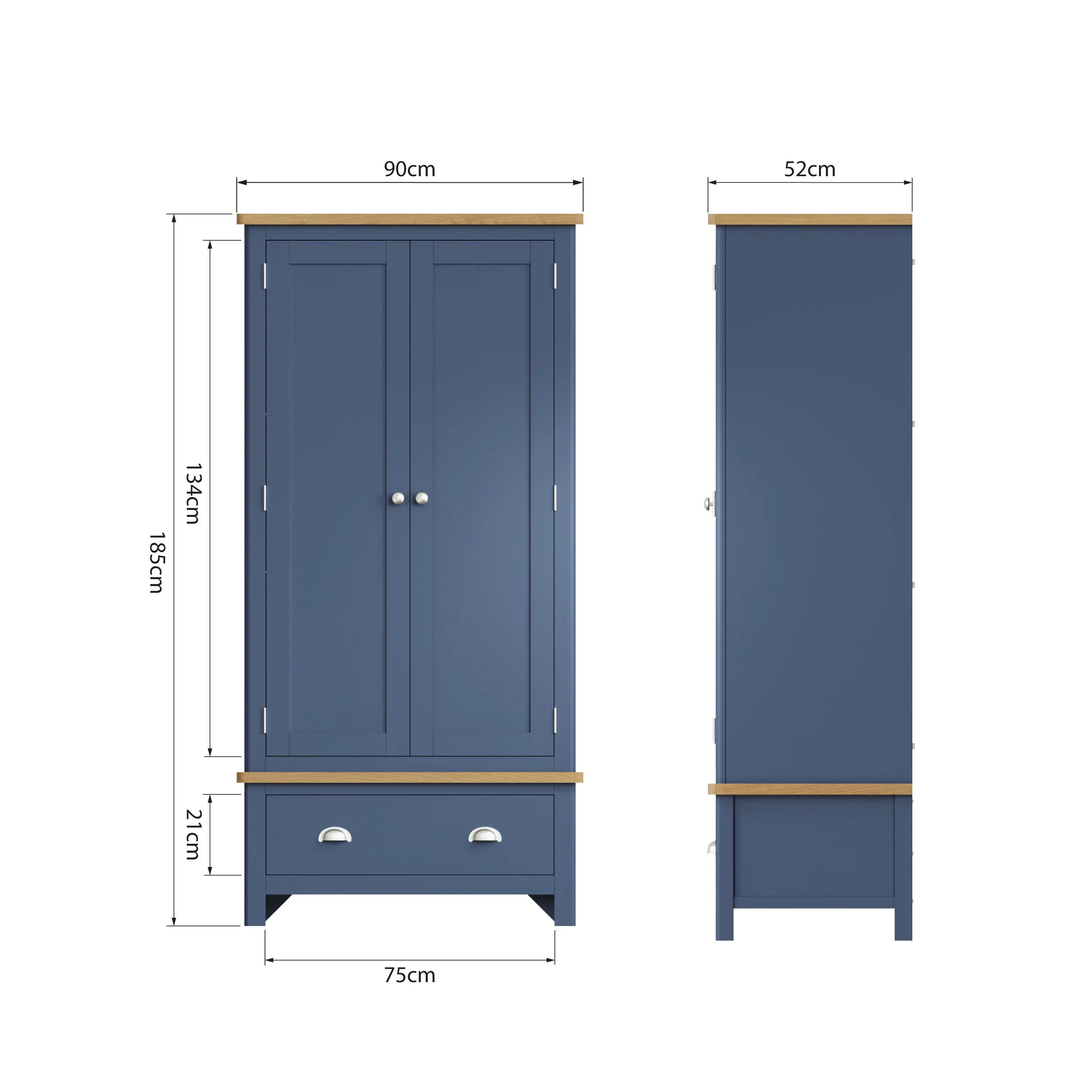 Simba 2 Door Gents Wardrobe Blue - Image 9