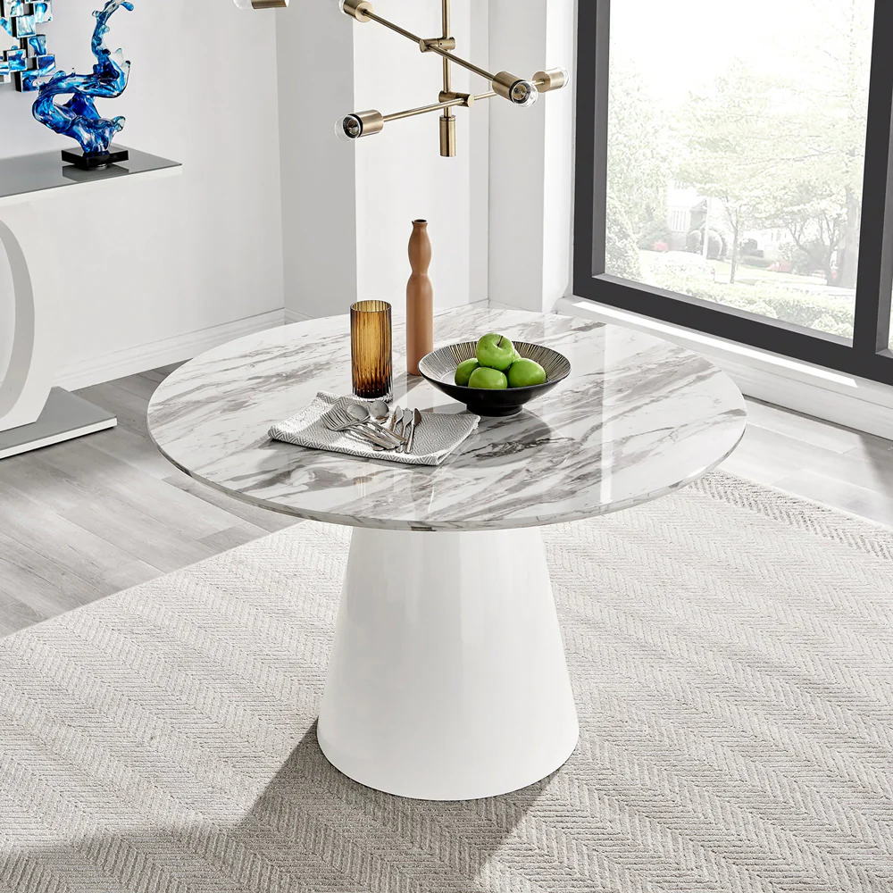 Storm - Marble Effect Round Dining Table - Image 2