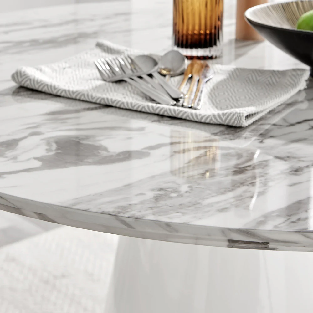Storm - Marble Effect Round Dining Table - Image 3