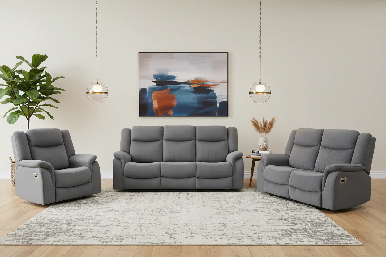 Torque - 3+2+1 Grey Reclining Suite - Image 8
