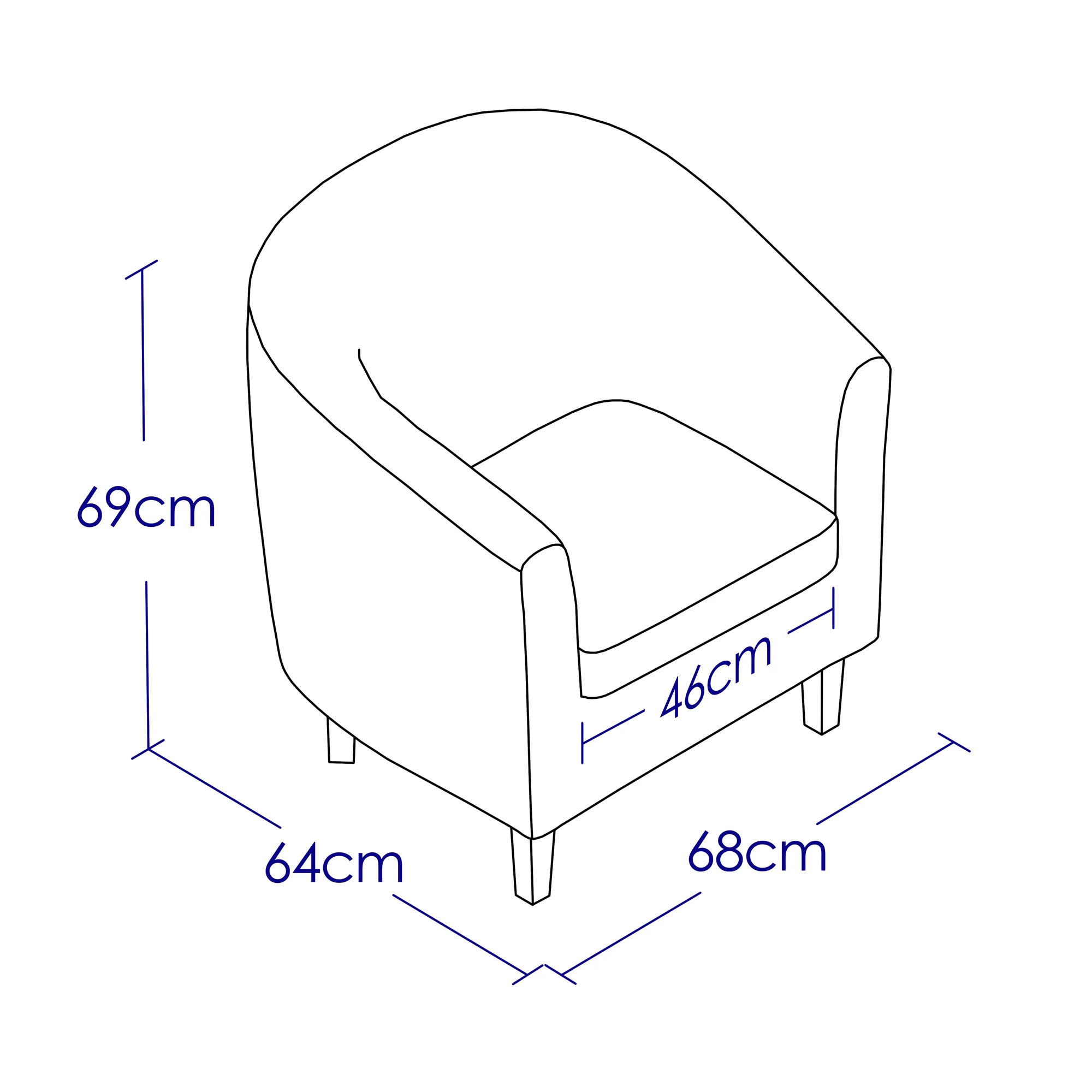 Tub Chair - Brown Faux Leather - Image 5