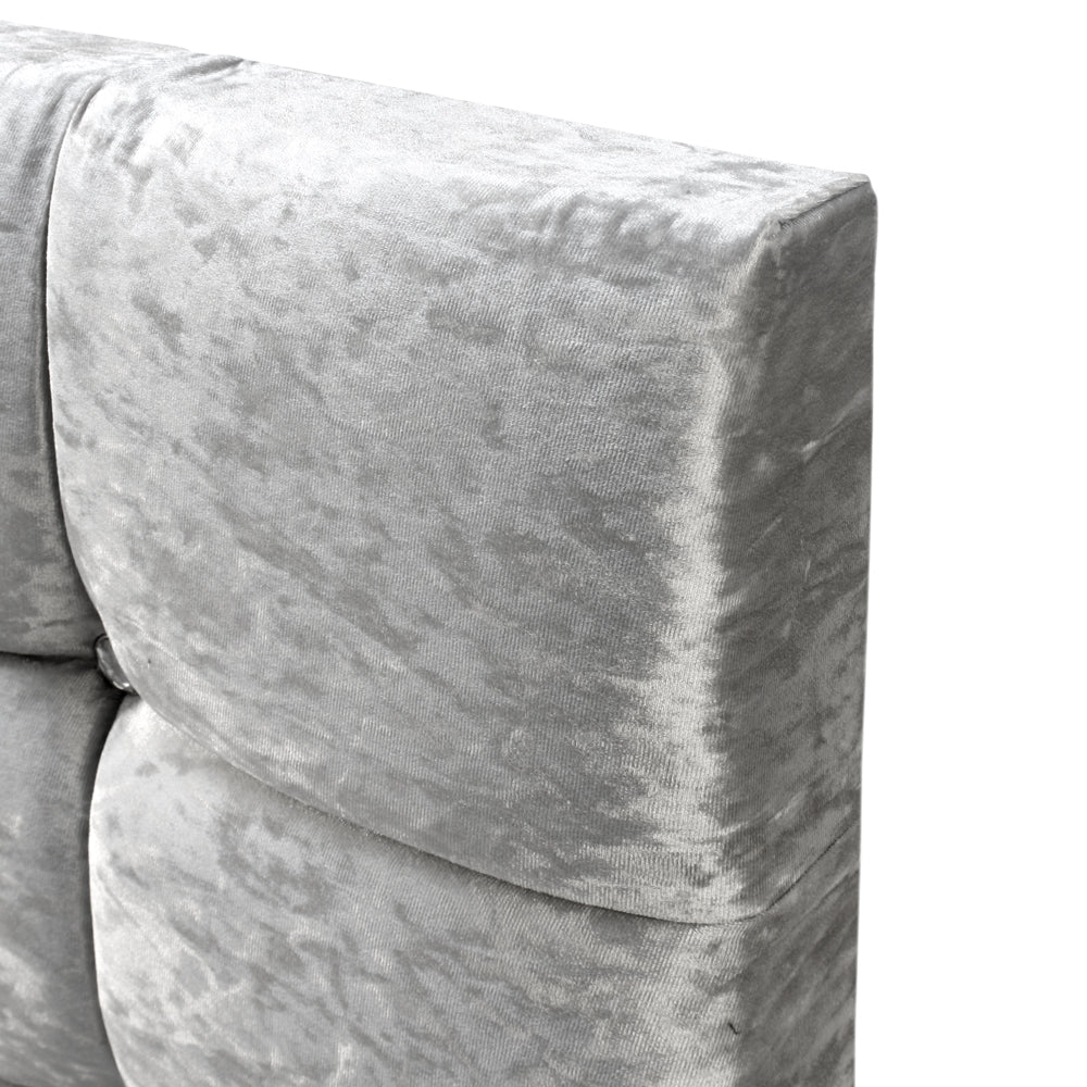 Crushed Velvet - Cubed Buttoned King Size Headboard (5ft) - Image 2