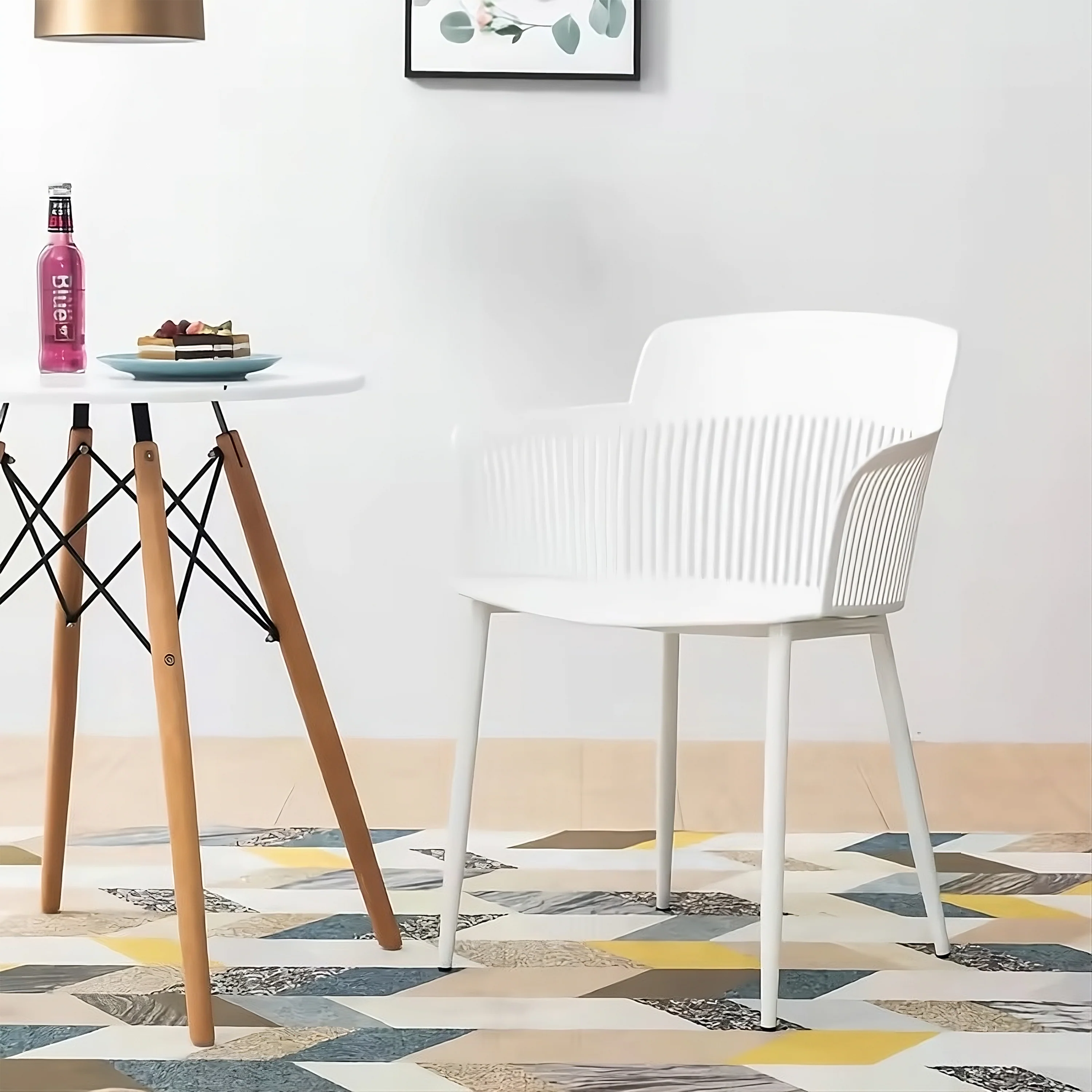 Zoe - White Plastic Dining Armchair - Image 3